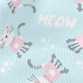 Cat In Pink Sweater Stretch Jersey