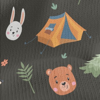Animal Heads And Camping Tent Stretch Jersey
