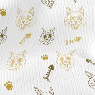 Expressive Cat And Fish Bones Stretch Jersey