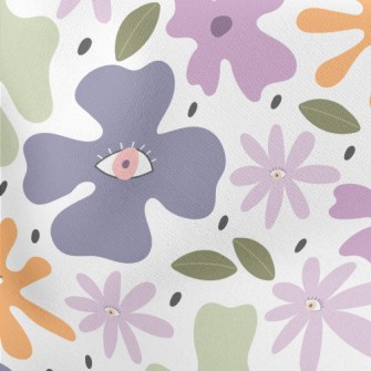Abstract Eyes Colored Floral Lightweight Cotton Poplin