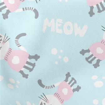 Cat In Pink Sweater Lightweight Cotton Poplin