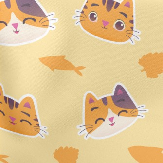 Cute Orange Cat Lightweight Cotton Poplin