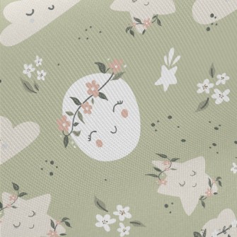 Gentle Moon And Clouds Wearing Midweight Cotton Poplin