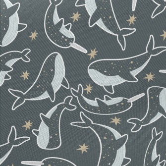 Star Pattern Whale Midweight Cotton Poplin