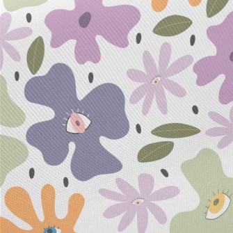 Abstract Eyes Colored Floral Midweight Cotton Poplin