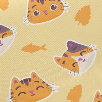 Cute Orange Cat Midweight Cotton Poplin