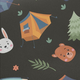 Animal Heads And Camping Tent Midweight Cotton Poplin