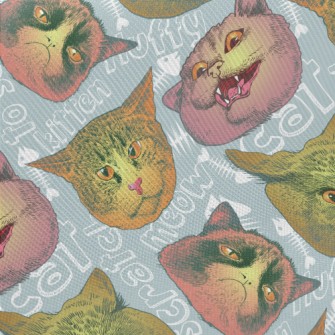 Realistic Cat Head Midweight Cotton Poplin