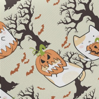 Pumpkin Cat And Tree Bat Midweight Cotton Poplin