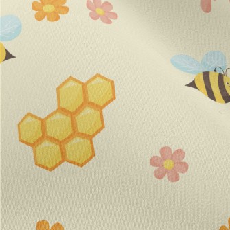 Cute Bees And Honeycomb Flower Chiffon