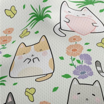 Cute Cat In The Flower Garden Athletic Mesh Flat Back