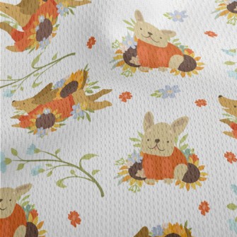 Dog In Sweater With Flowers Athletic Mesh Flat Back