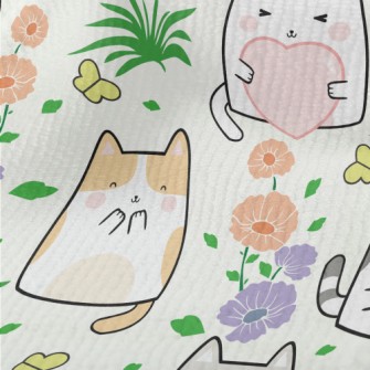 Cute Cat In The Flower Garden Terry