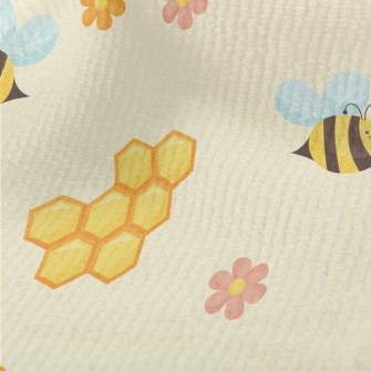 Cute Bees And Honeycomb Flower Terry