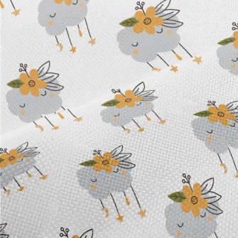 Clouds Wearing Orange Flowers Performance Linen