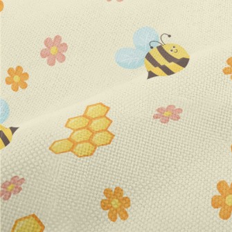 Cute Bees And Honeycomb Flower Performance Linen