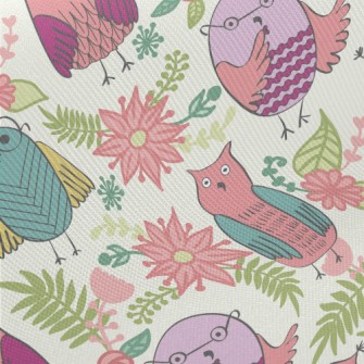 Children&#39;s Cute Owl And Fl Twill