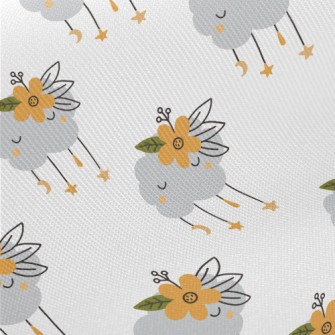Clouds Wearing Orange Flowers Twill