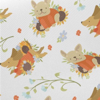 Dog In Sweater With Flowers Twill