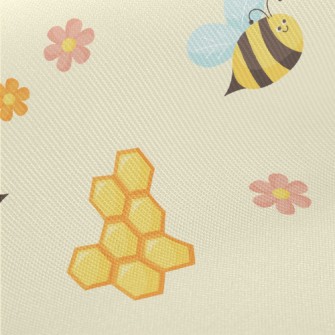 Cute Bees And Honeycomb Flower Twill