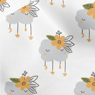 Clouds Wearing Orange Flowers Micro Fleece