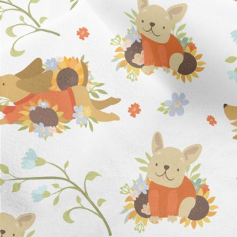 Dog In Sweater With Flowers Micro Fleece