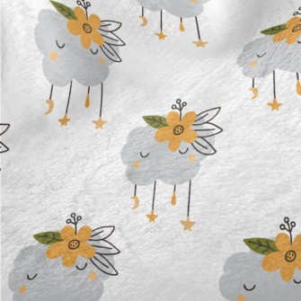 Clouds Wearing Orange Flowers Minky