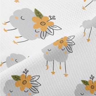 Clouds Wearing Orange Flowers Piqué
