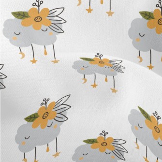 Clouds Wearing Orange Flowers Lightweight Performance Linen