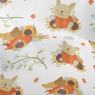 Dog In Sweater With Flowers Lightweight Performance Linen