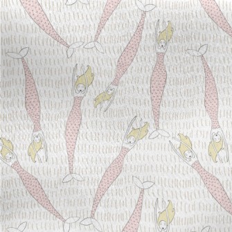 Pink Happy Mermaid Jersey Backed Fleece