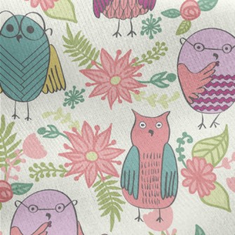 Children&#39;s Cute Owl And Fl Jersey Backed Fleece