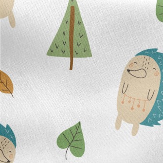 Cute Forest Hedgehog Jersey Backed Fleece