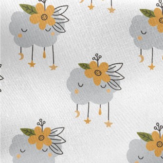 Clouds Wearing Orange Flowers Jersey Backed Fleece