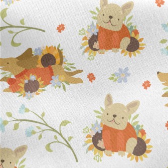 Dog In Sweater With Flowers Jersey Backed Fleece