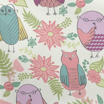 Children&#39;s Cute Owl And Fl Pongee