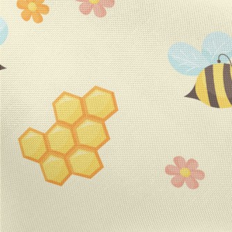 Cute Bees And Honeycomb Flower Pongee