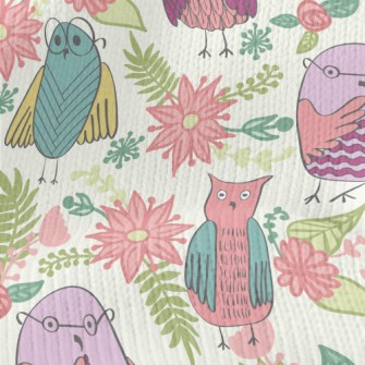 Children&#39;s Cute Owl And Fl Stretch Jersey