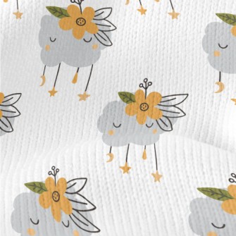 Clouds Wearing Orange Flowers Stretch Jersey