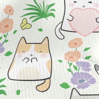 Cute Cat In The Flower Garden Stretch Jersey