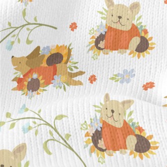 Dog In Sweater With Flowers Stretch Jersey