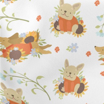 Dog In Sweater With Flowers Lightweight Cotton Poplin