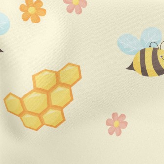 Cute Bees And Honeycomb Flower Lightweight Cotton Poplin