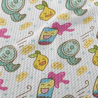 Summer Themed Graffiti Birdseye Piqué