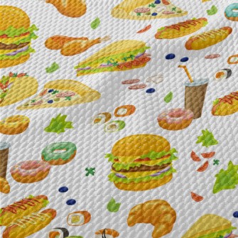 Hand Drawn Delicious Fast Food Birdseye Piqué