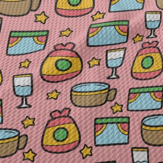 Cartoon Hand Drawn Cup Birdseye Piqué