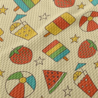Retro Summer Beach Birdseye Piqué