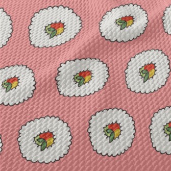 Cute Cartoon Sushi Roll Birdseye Piqué