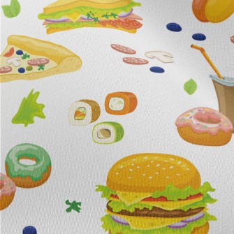Hand Drawn Delicious Fast Food Chiffon