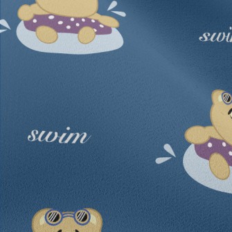 Cute Little Bear Loves Swimmin Chiffon